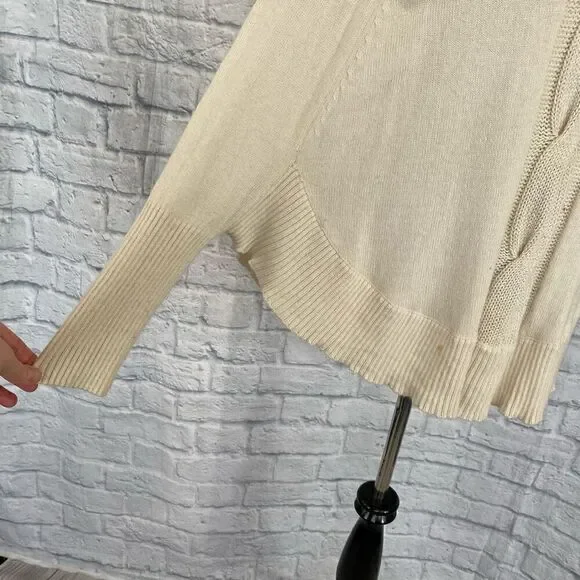 INC women S silk blend Longsleeve turtleneck poncho white - Picture 7 of 12